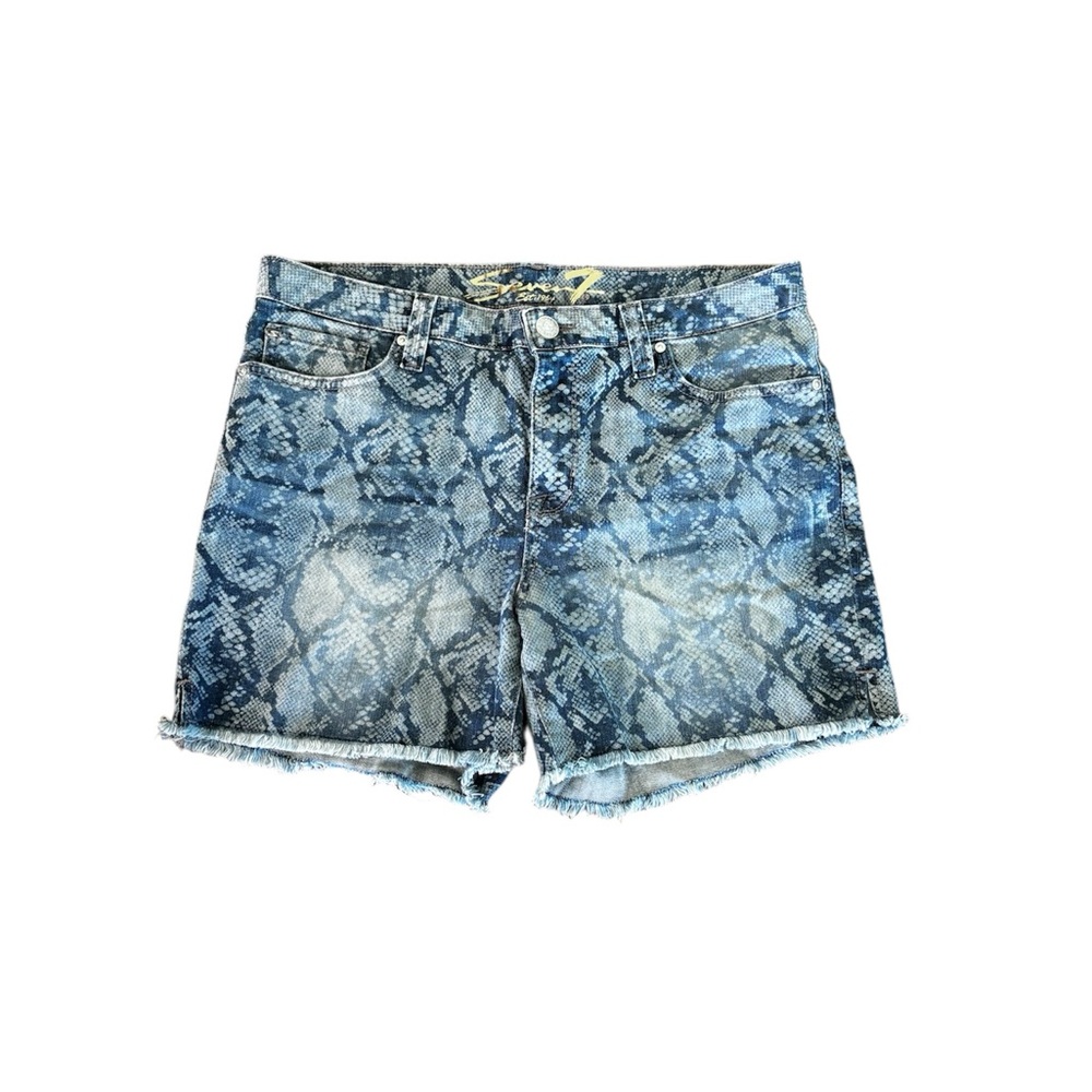 Seven7 Snake Print Raw Hem Jean Short Size 10 Women’s